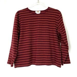 Talbots | Vintage Red Stripe Y2K Long Sleeve Tee Shirt Cotton Spandex Womens L